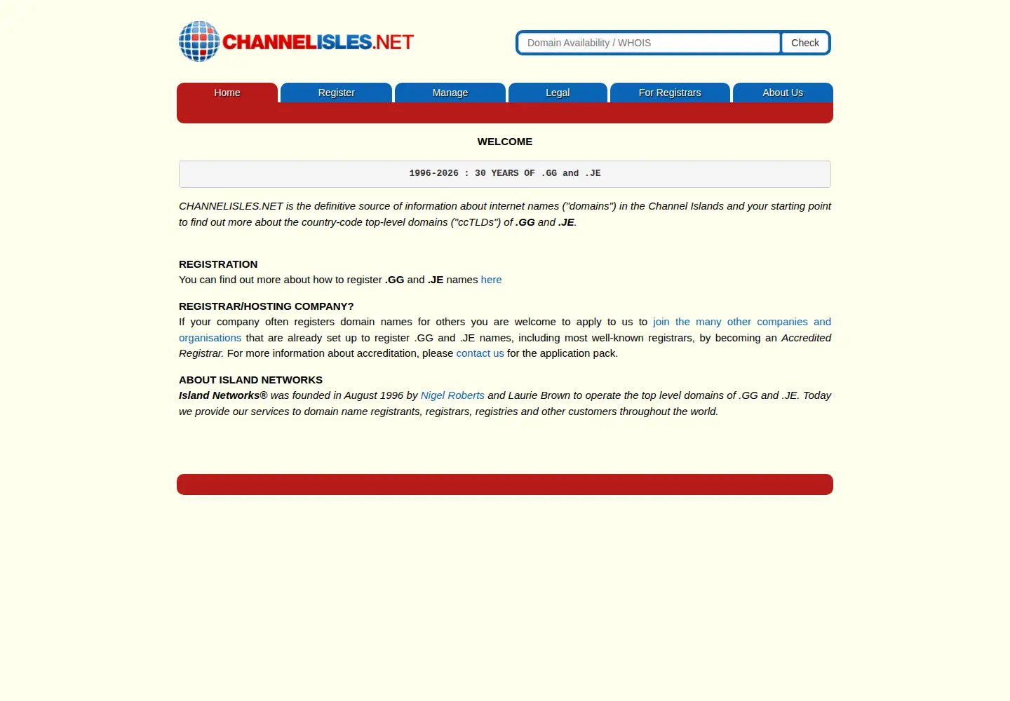 Captured homepage of channelisles.net in the current scan