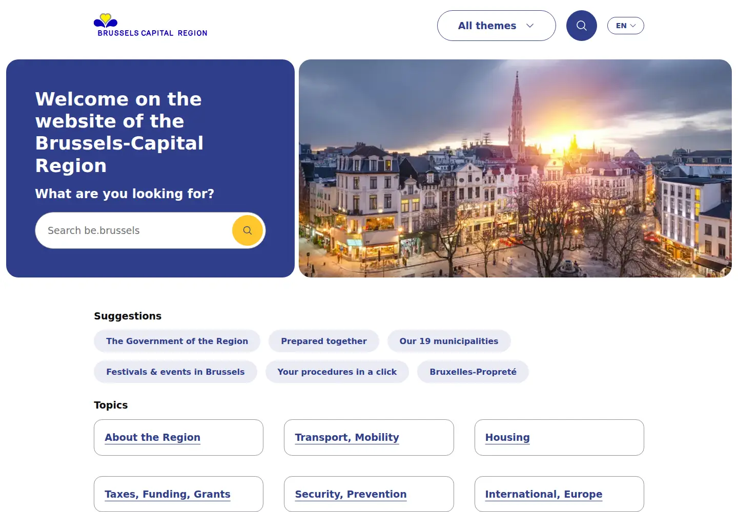Captured homepage of be.brussels in the current scan