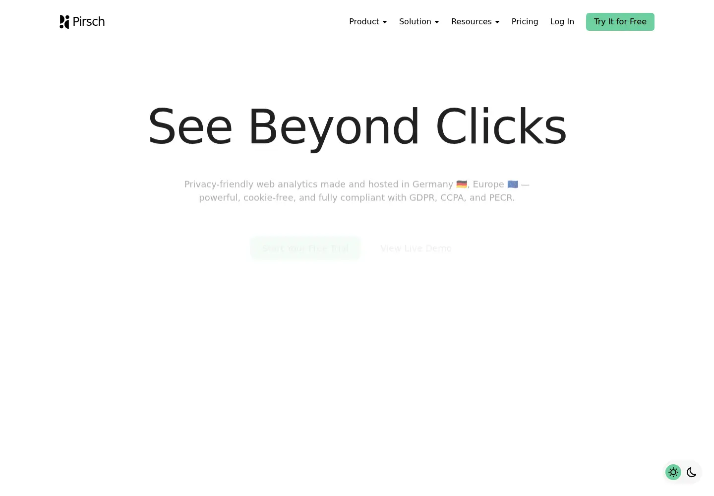 Captured homepage of pirsch.io in the current scan