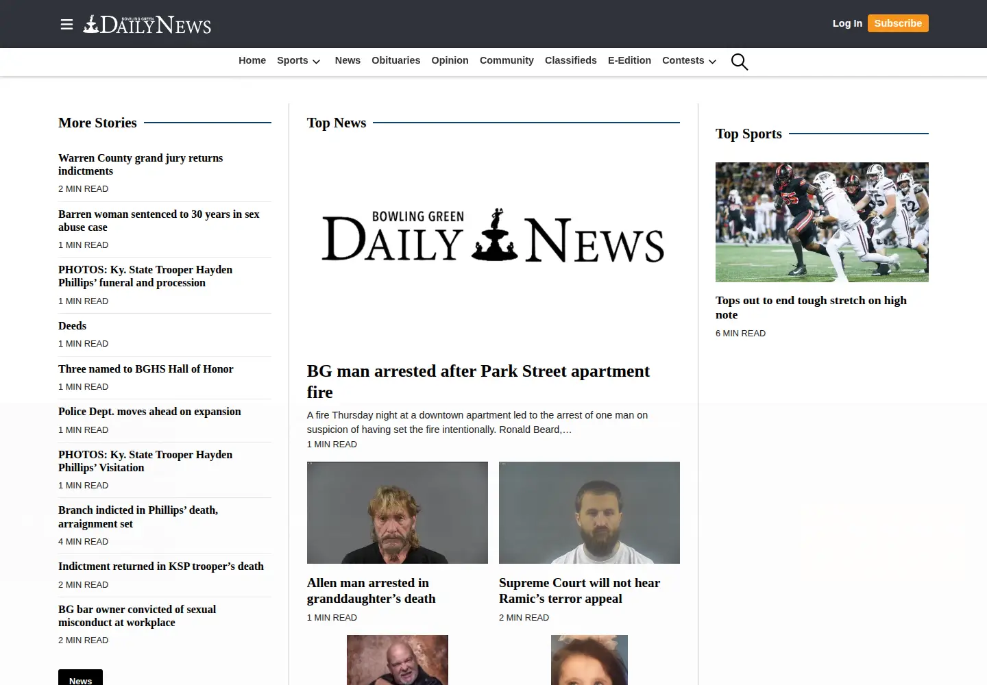 Captured homepage of bgdailynews.com in the current scan