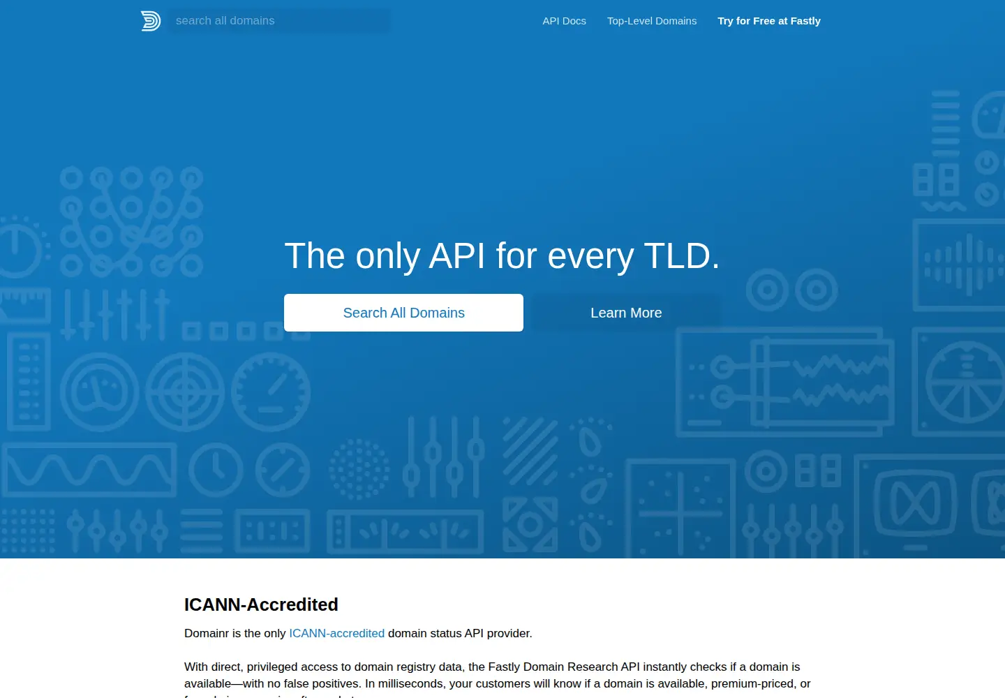 Captured homepage of domainr.com in the current scan