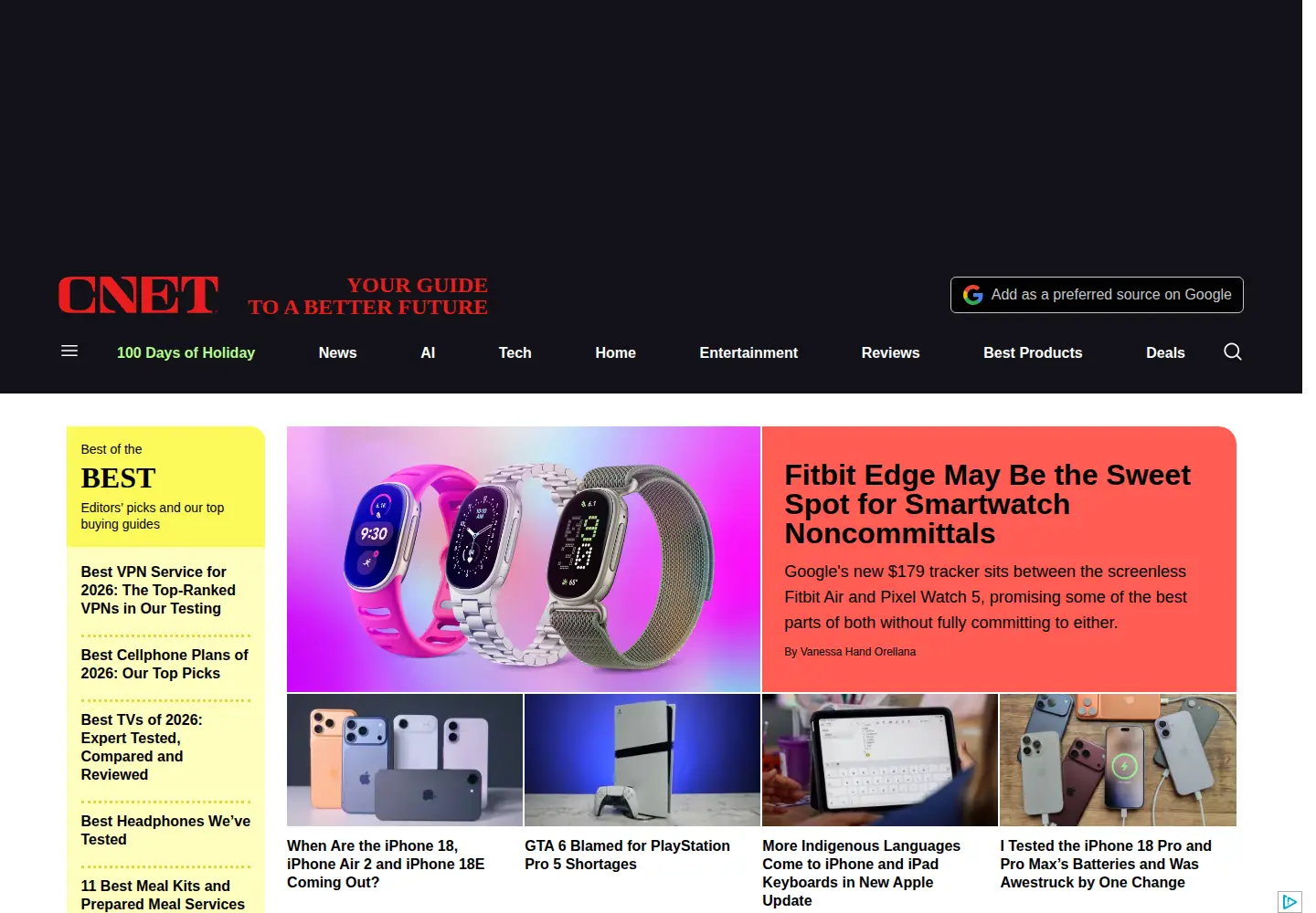 Screenshot of cnet.de