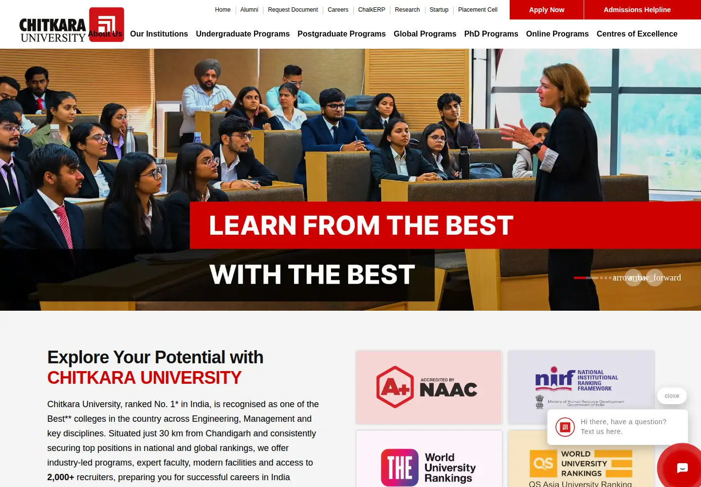 Captured homepage of chitkara.edu.in in the current scan