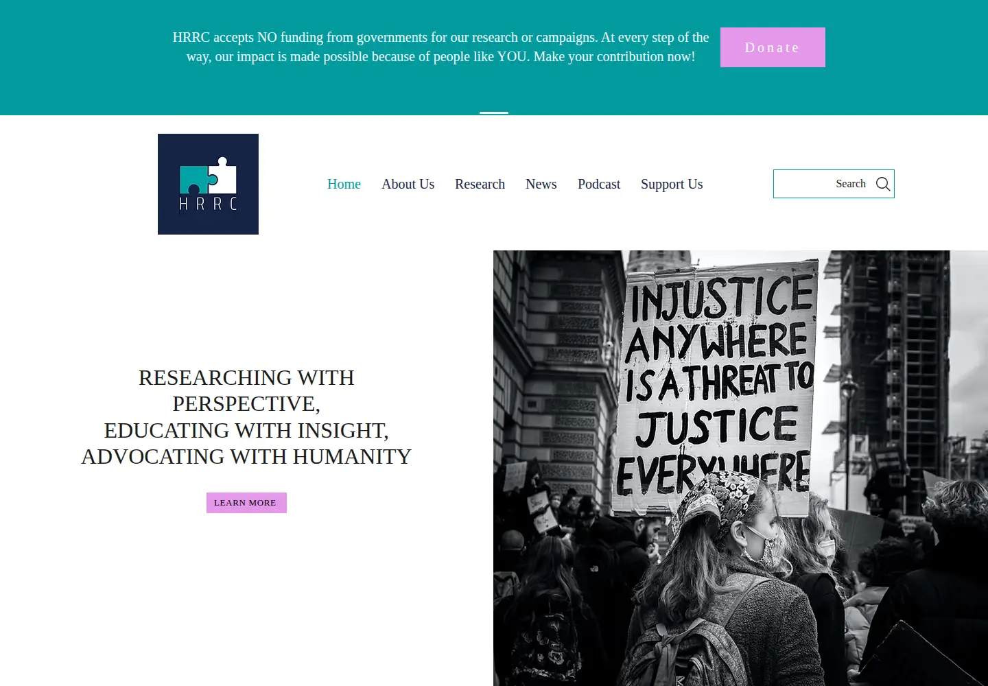 Screenshot of humanrightsresearch.org
