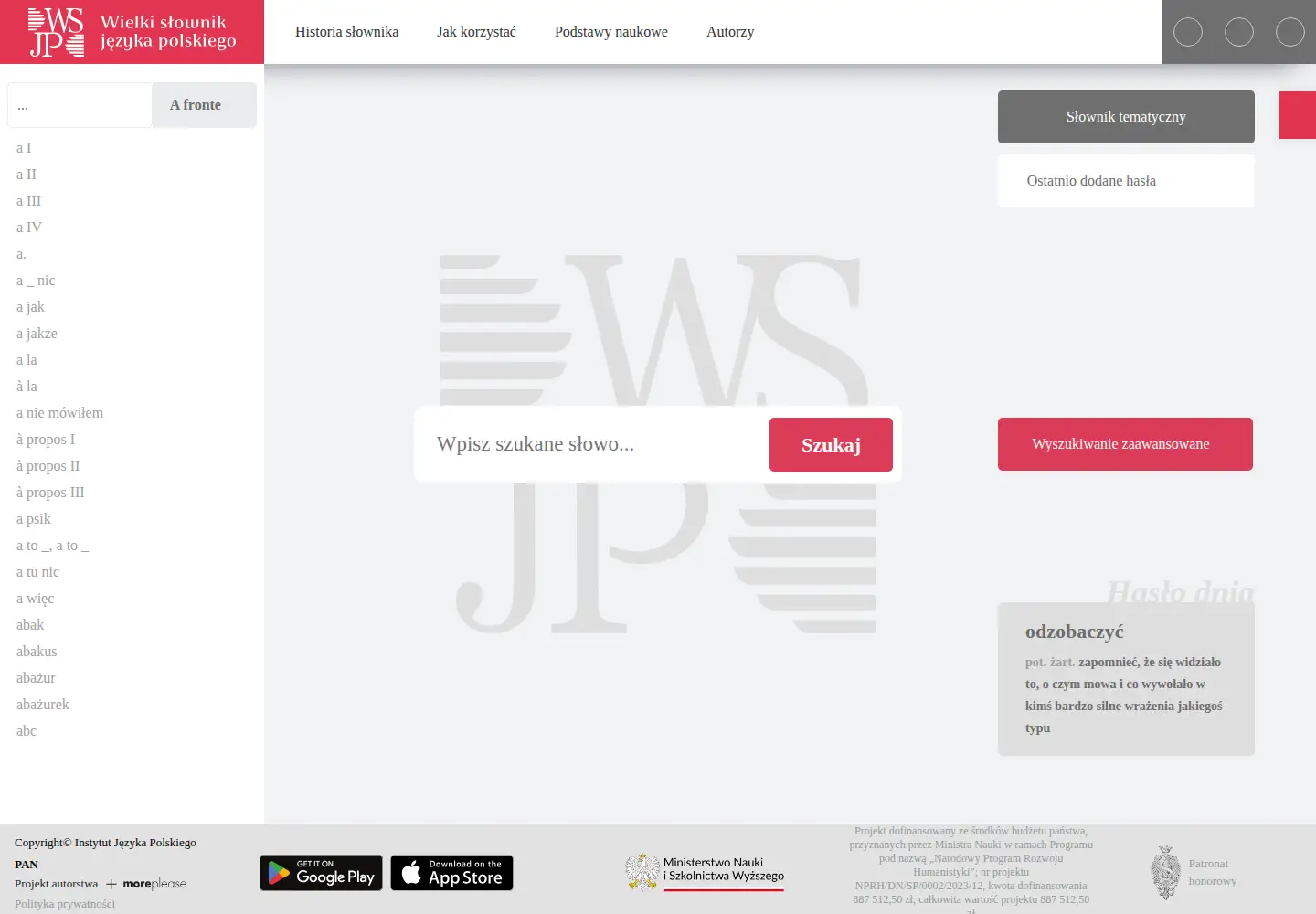 Screenshot of wsjp.pl