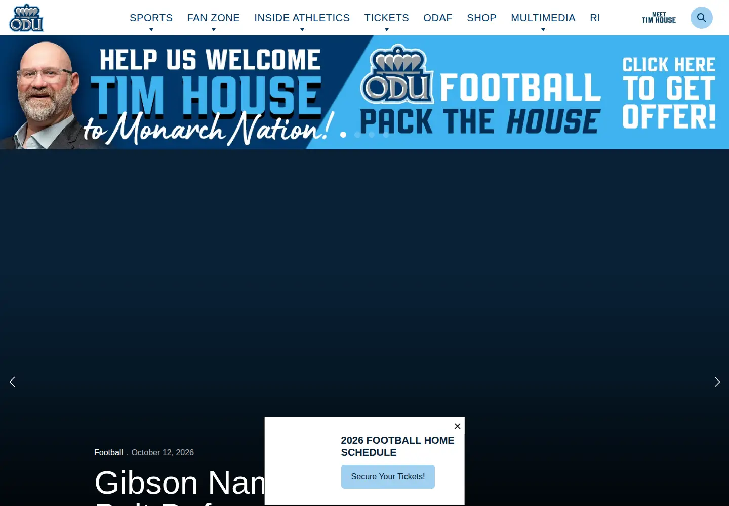 Screenshot of odusports.com