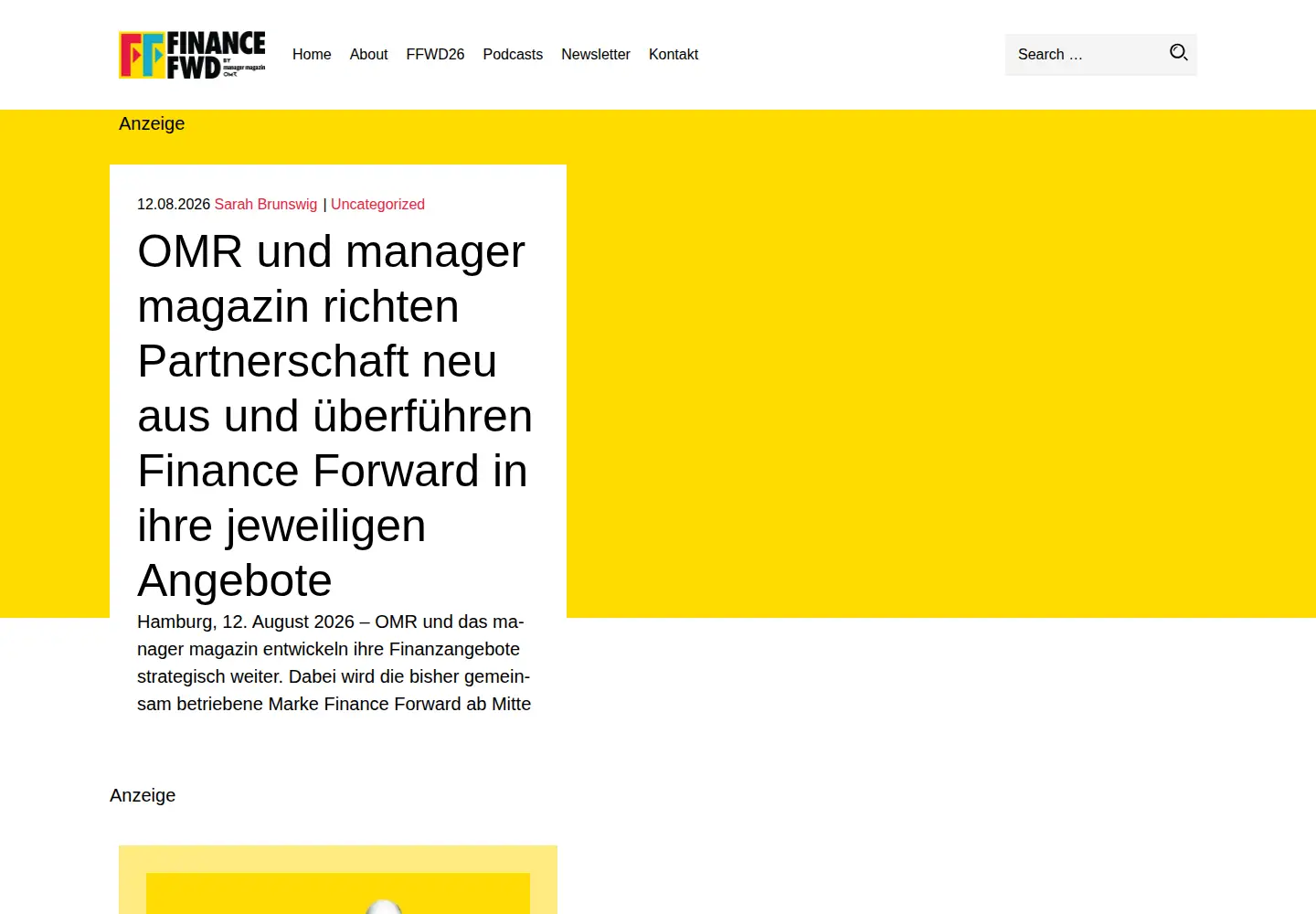 Captured homepage of financefwd.com in the current scan