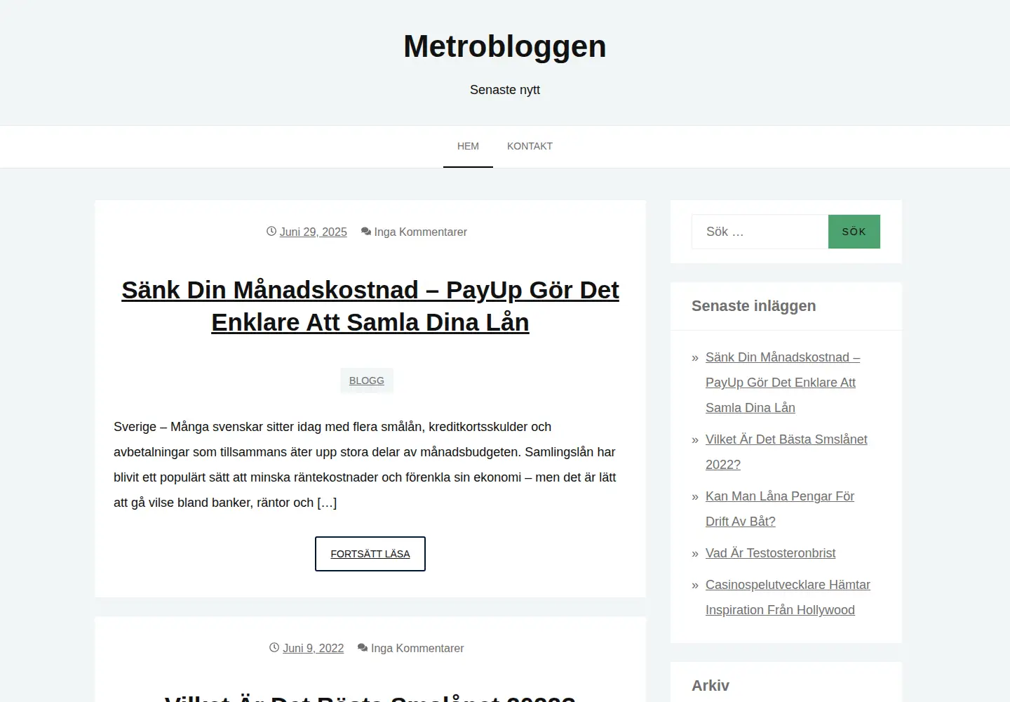 Screenshot of metrobloggen.se