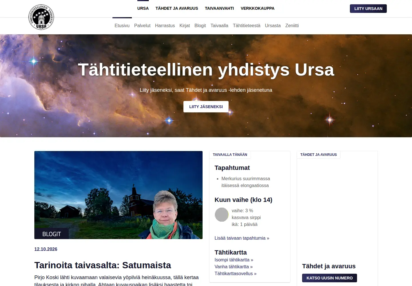 Captured homepage of ursa.fi in the current scan