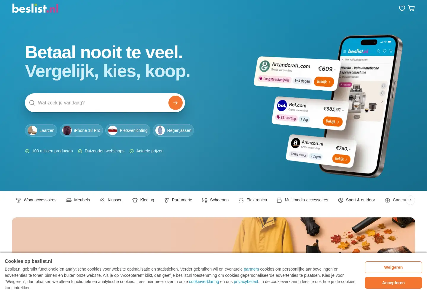 Screenshot of beslist.nl