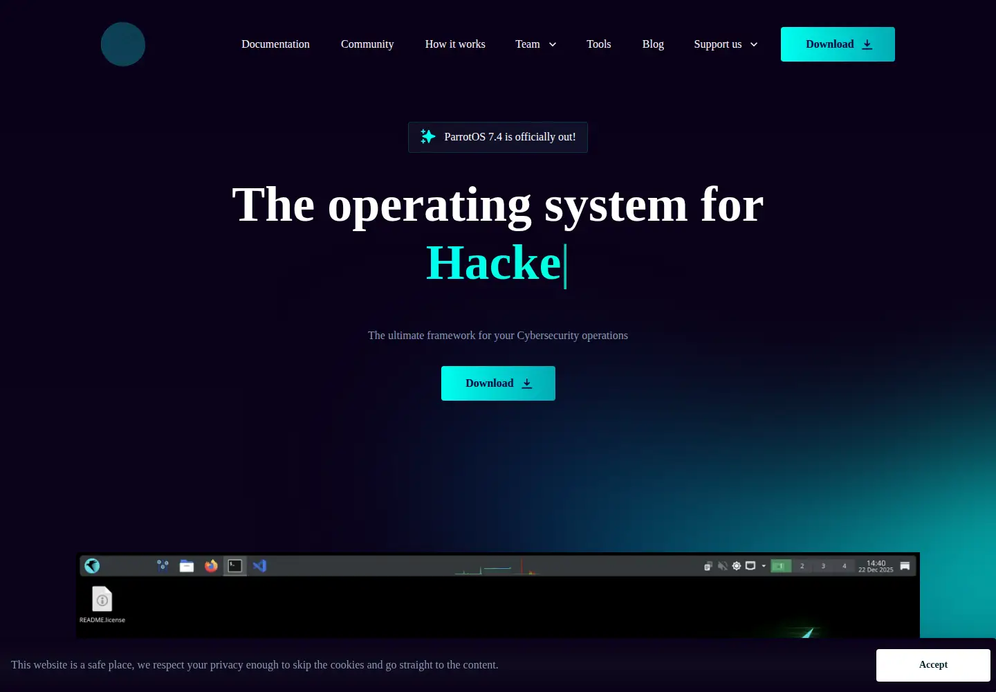Screenshot of parrotsec.org