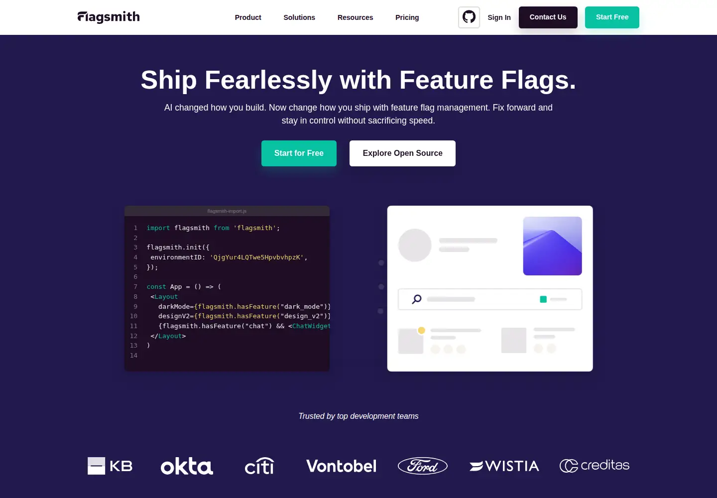 Screenshot of flagsmith.com