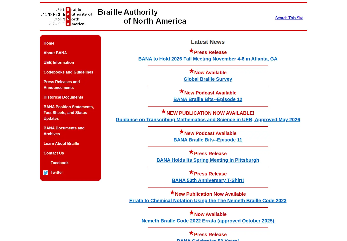 Screenshot of brailleauthority.org