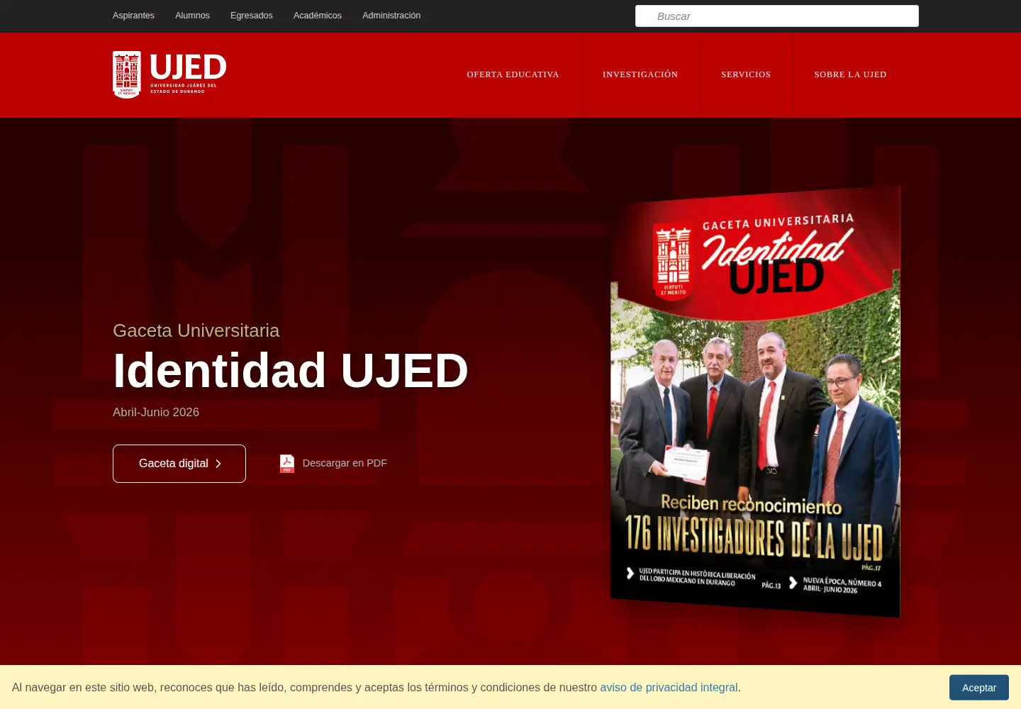 Screenshot of ujed.mx