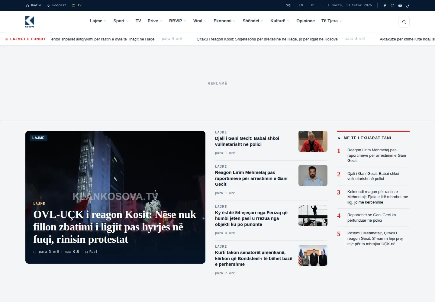 Screenshot of klankosova.tv