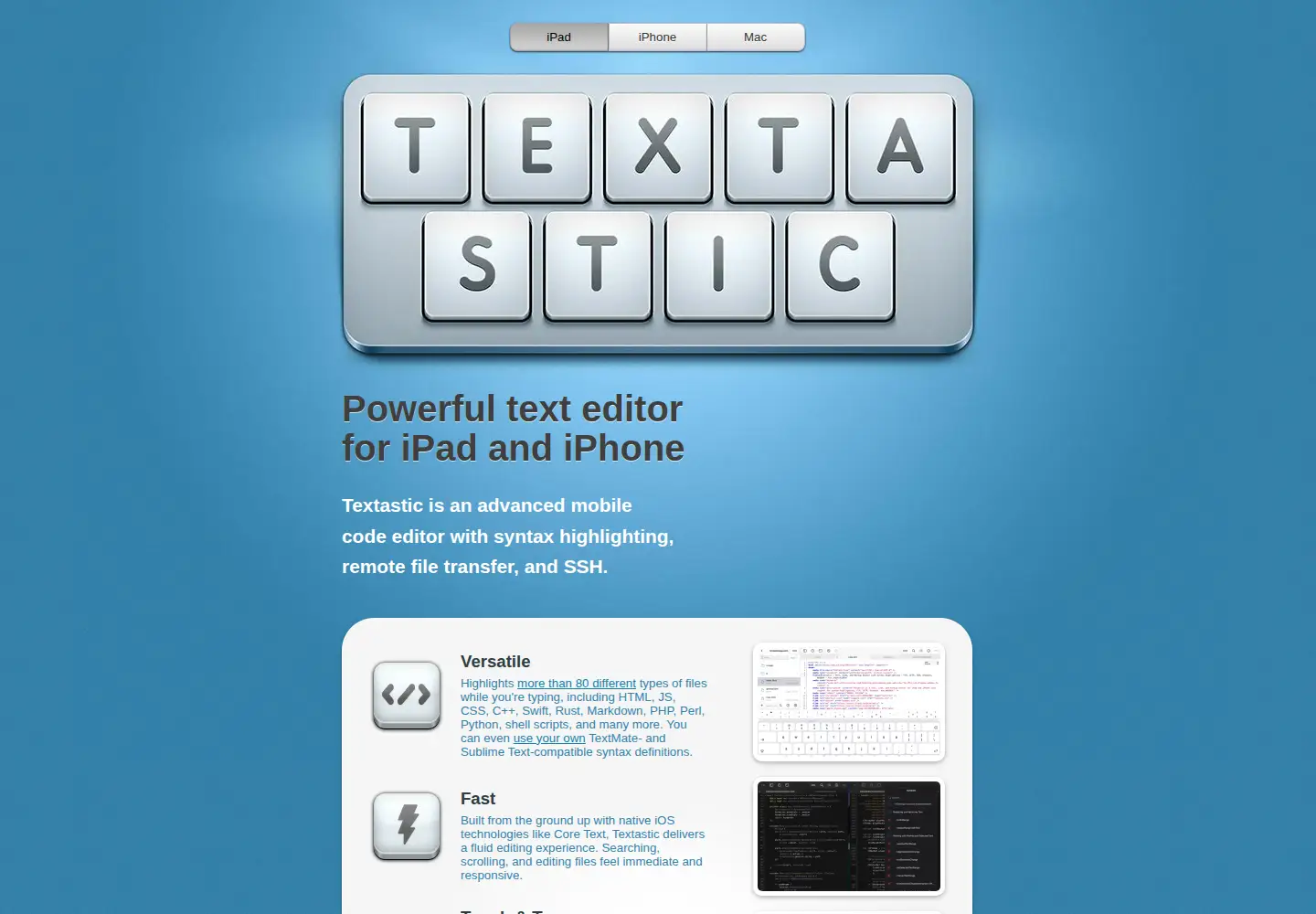 Captured homepage of textasticapp.com in the current scan