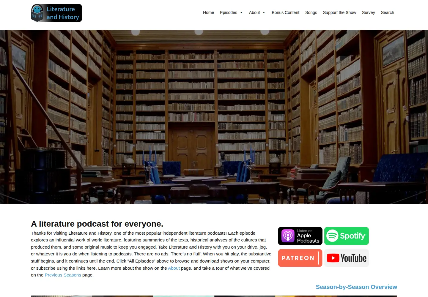 Screenshot of literatureandhistory.com
