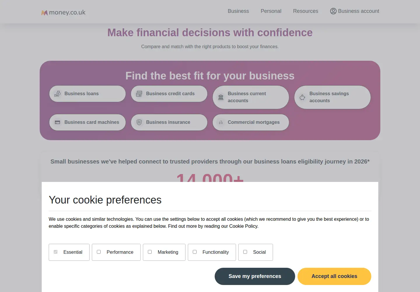 Screenshot of money.co.uk