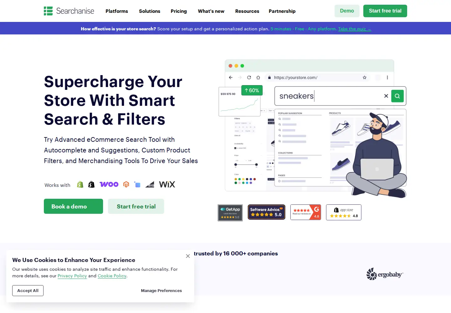Screenshot of searchanise.io