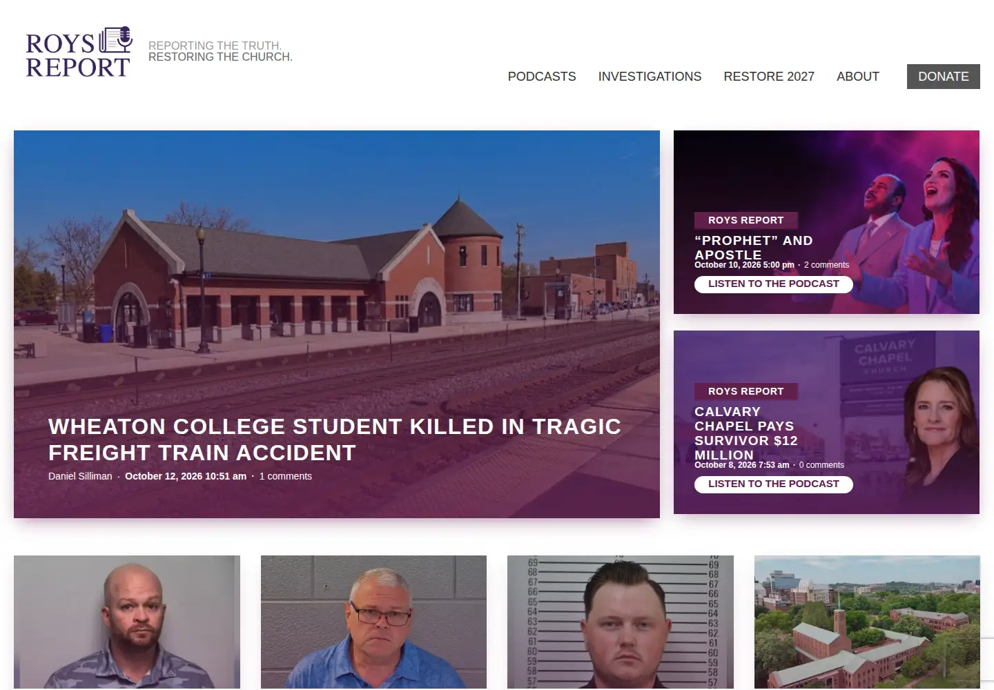 Captured homepage of roysreport.com in the current scan