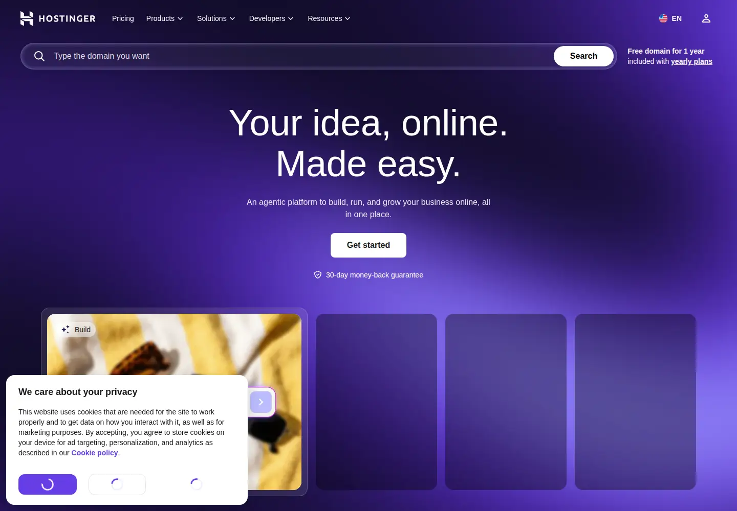 Screenshot of hostinger.com