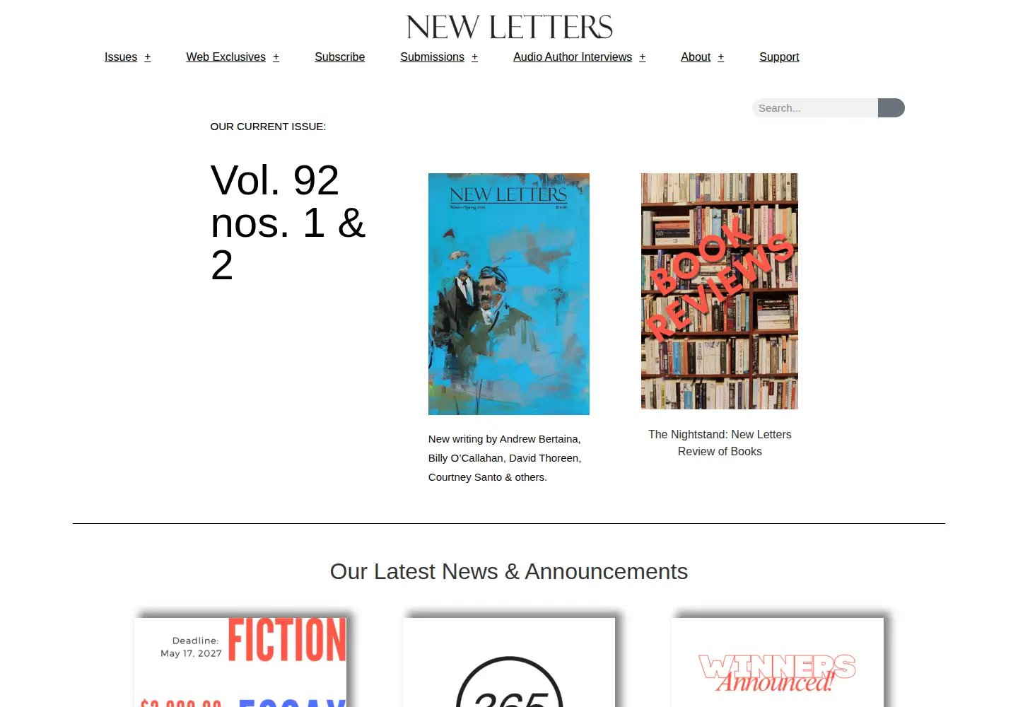 Captured homepage of newletters.org in the current scan