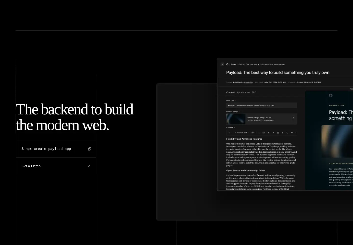 Screenshot of payloadcms.com
