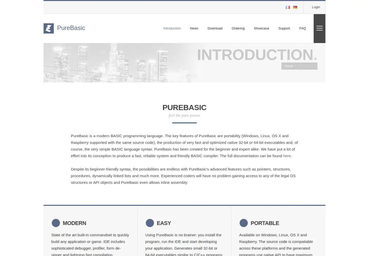 Captured homepage of purebasic.com in the current scan