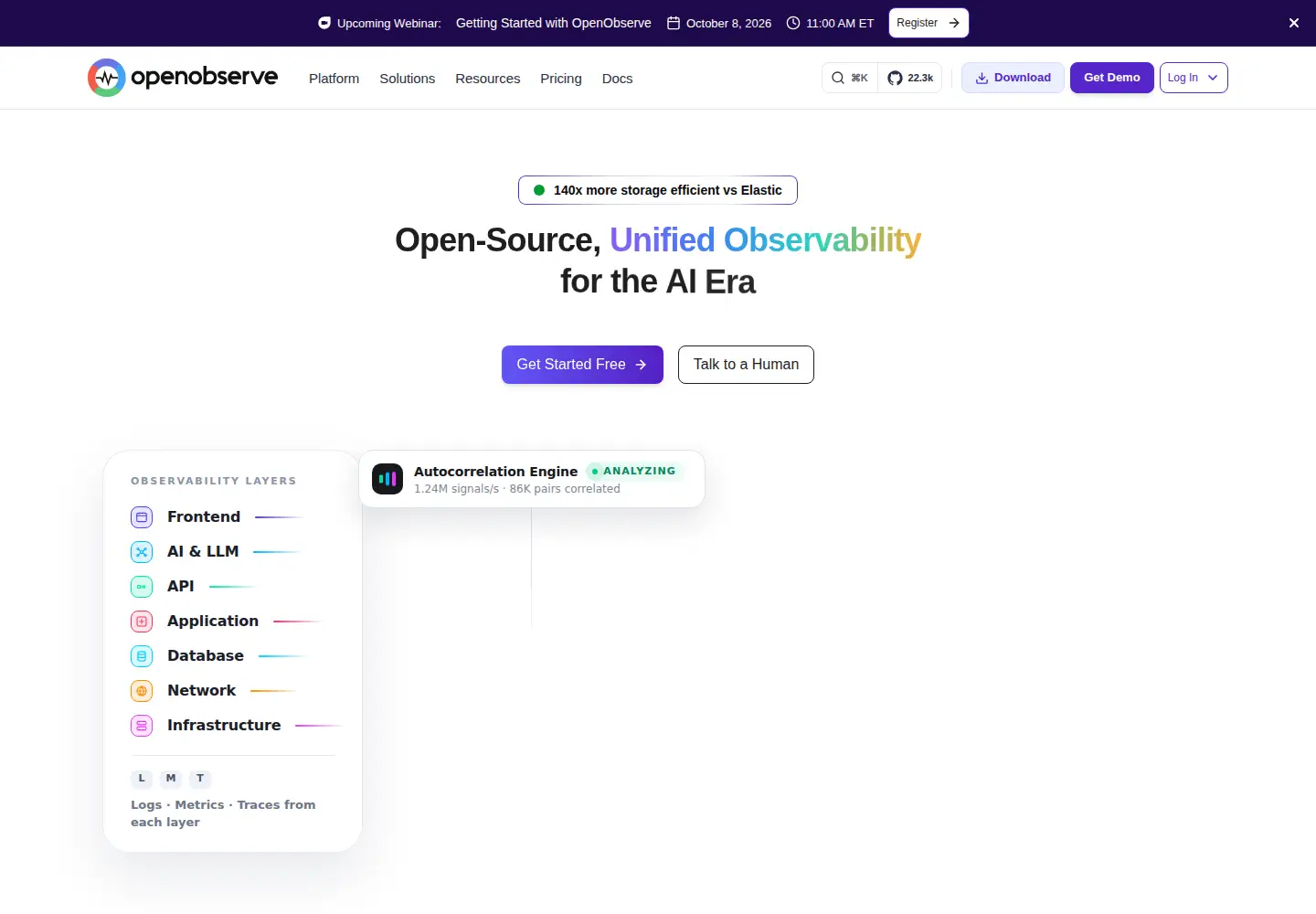 Captured homepage of openobserve.ai in the current scan
