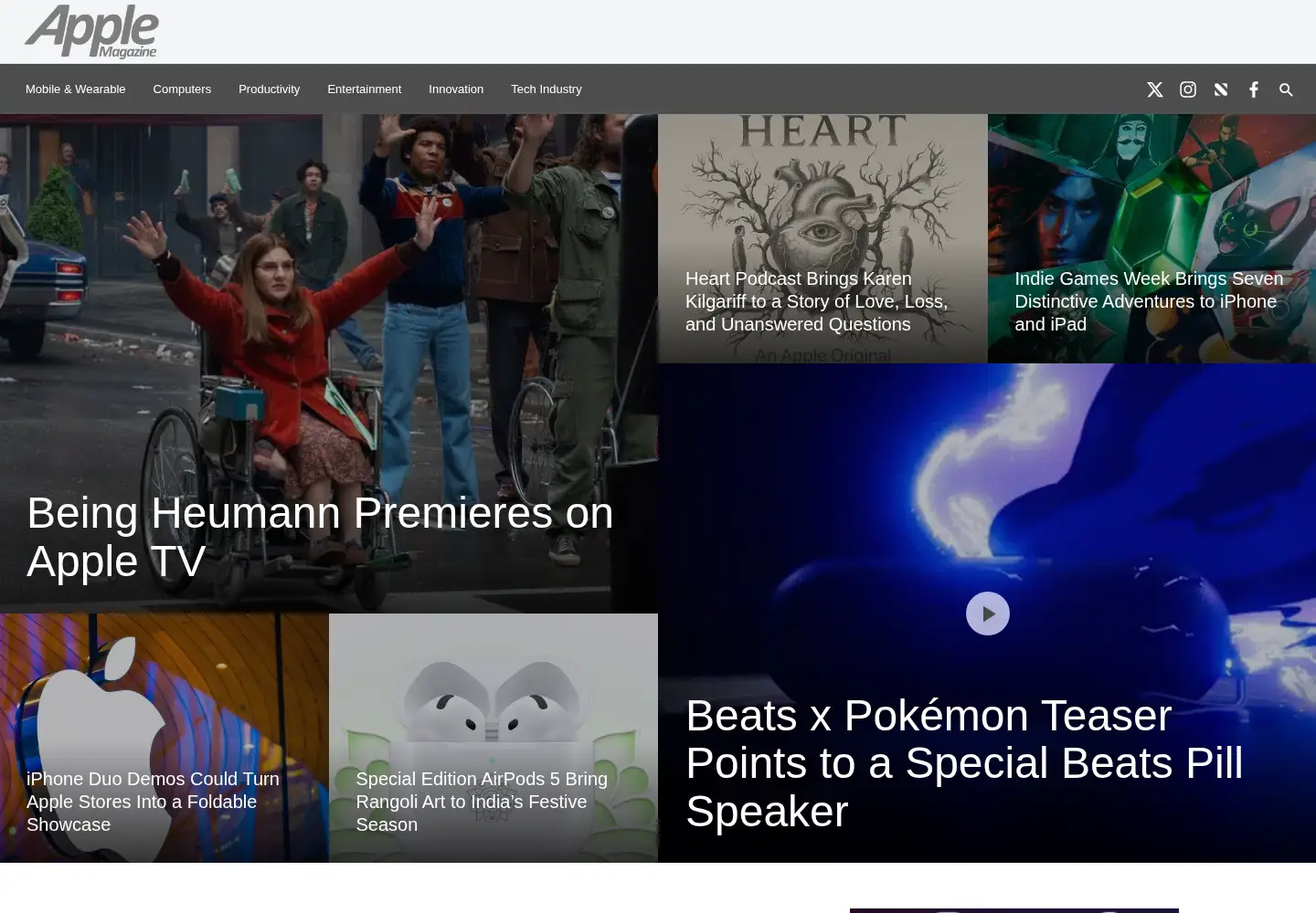 Captured homepage of applemagazine.com in the current scan