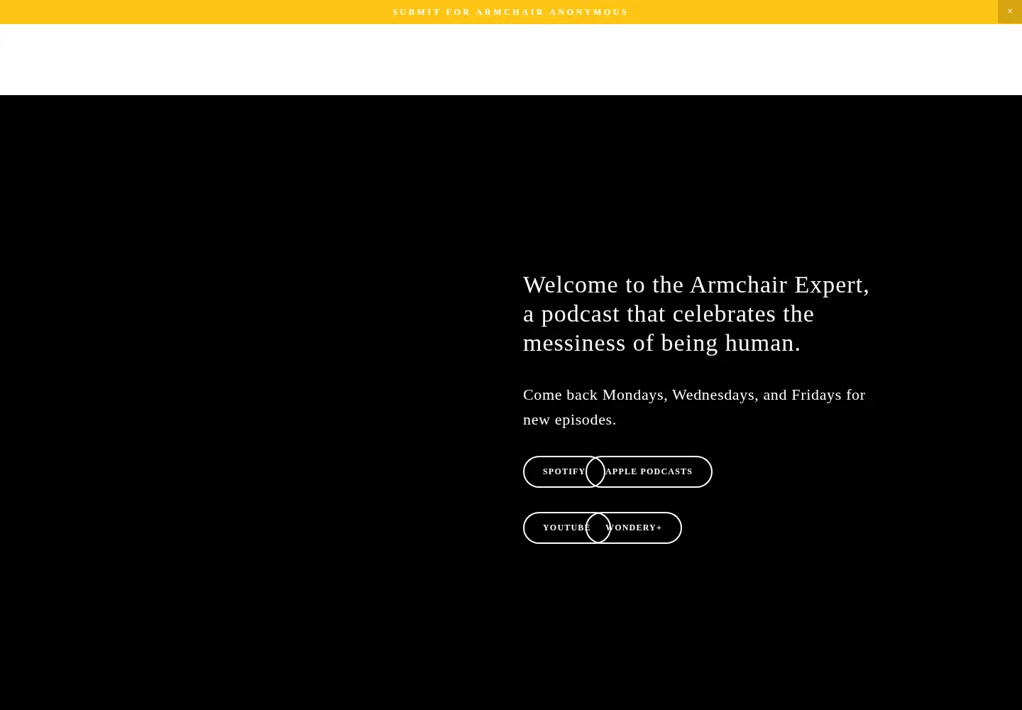 Captured homepage of armchairexpertpod.com in the current scan