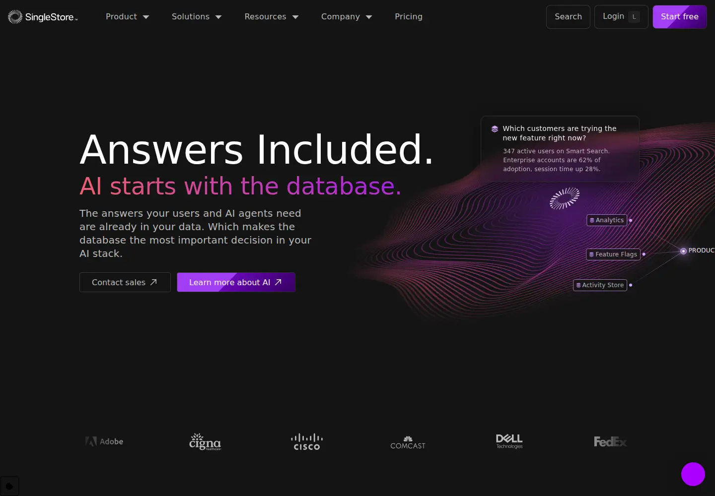 Screenshot of memsql.com