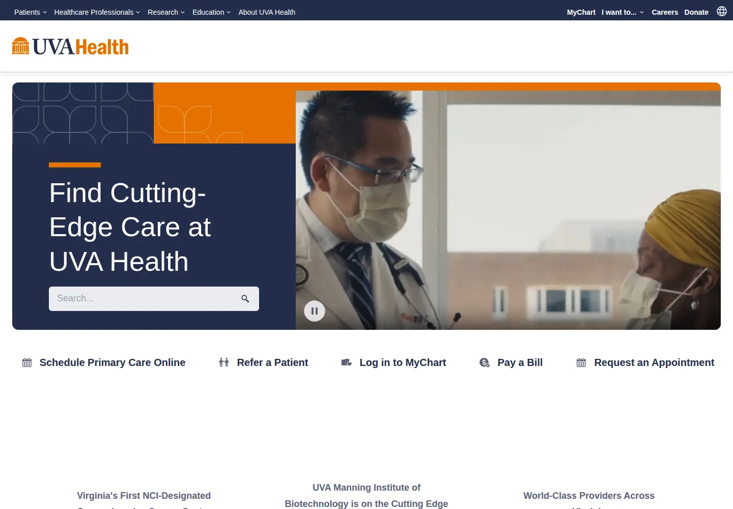 Screenshot of uvahealth.com