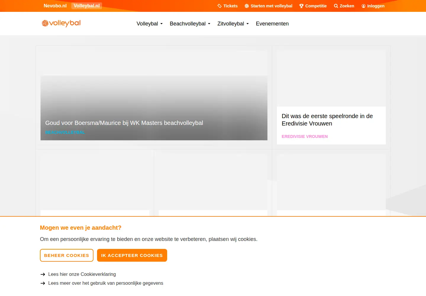 Screenshot of volleybal.nl