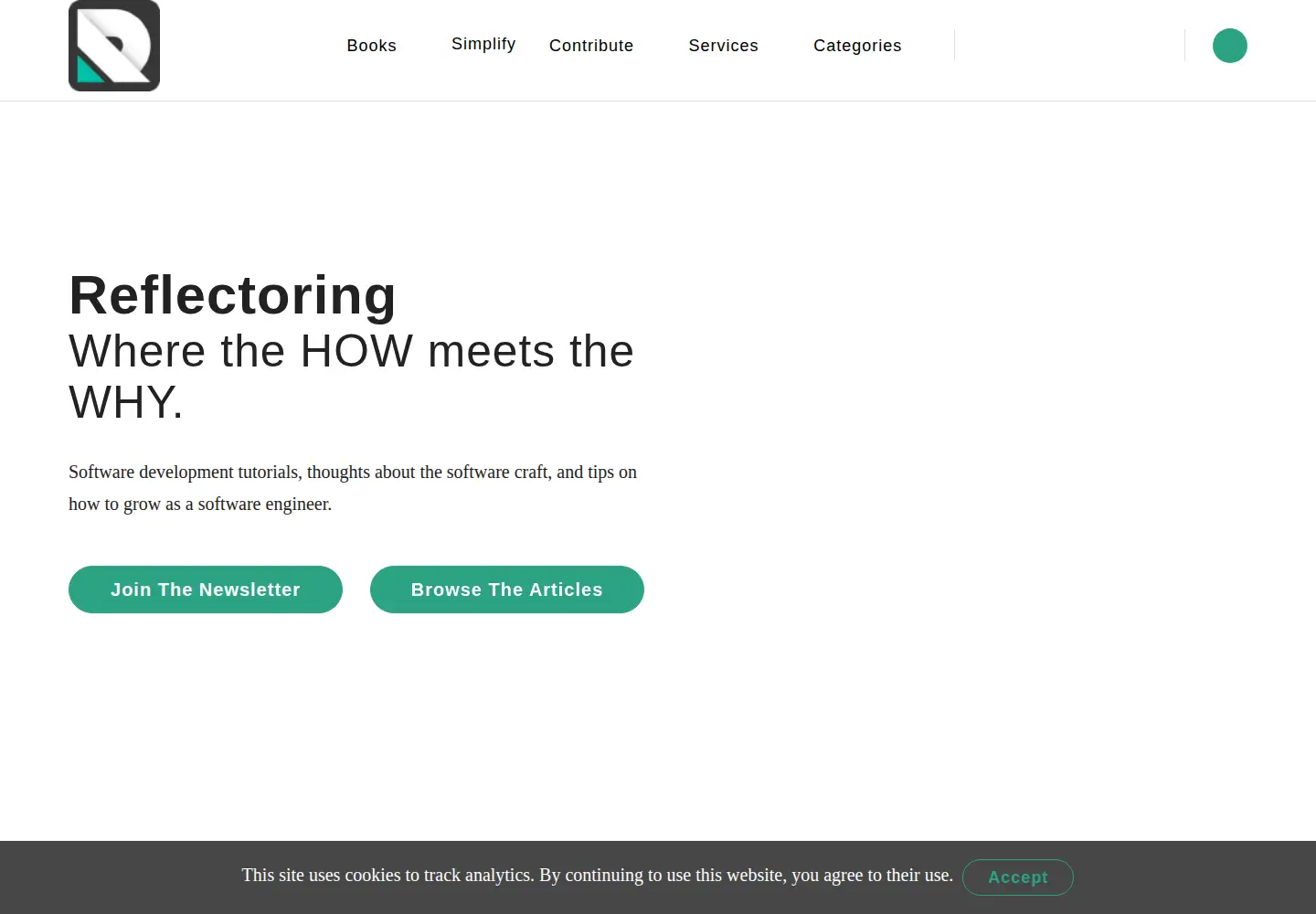 Screenshot of reflectoring.io