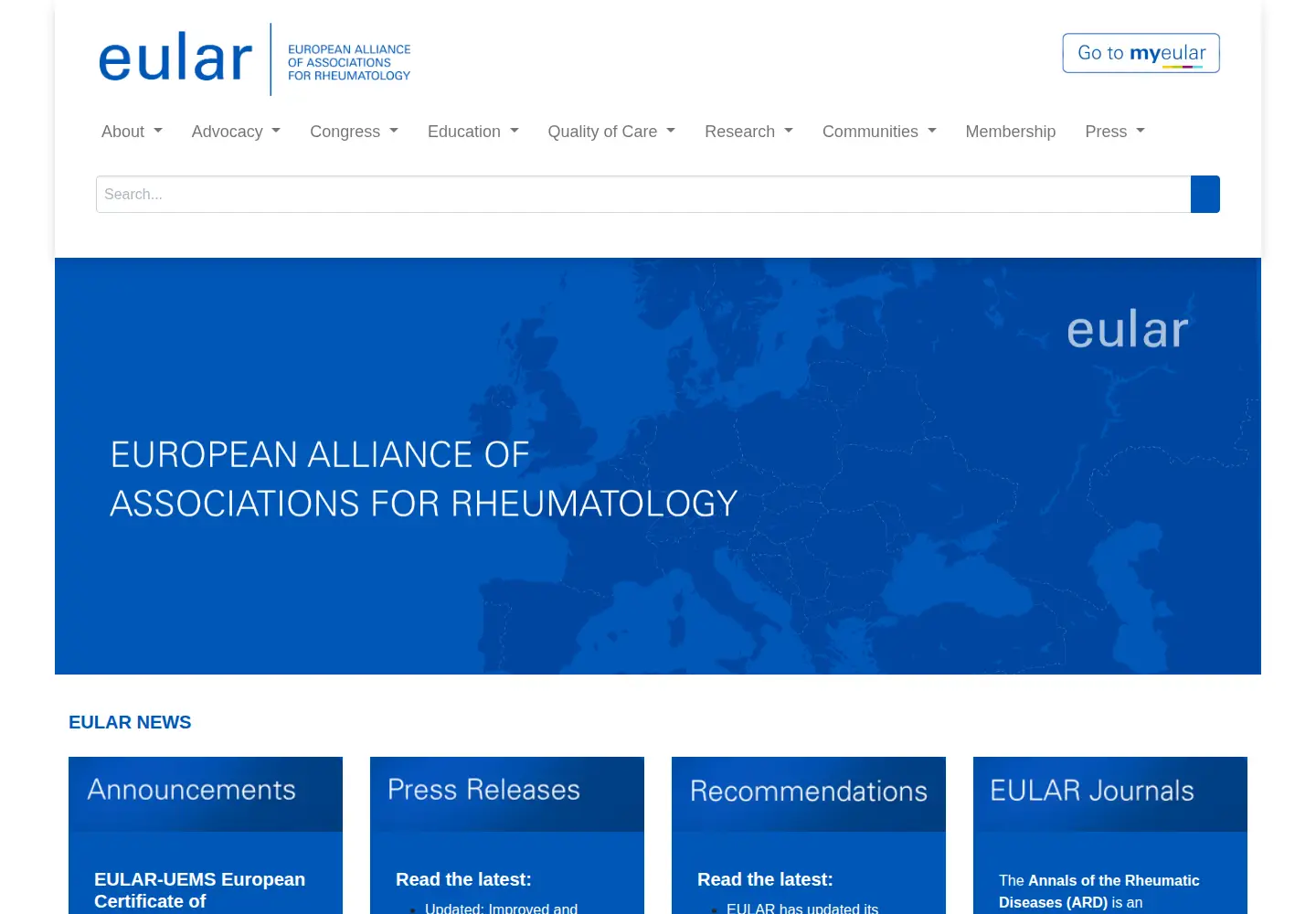 Screenshot of eular.org