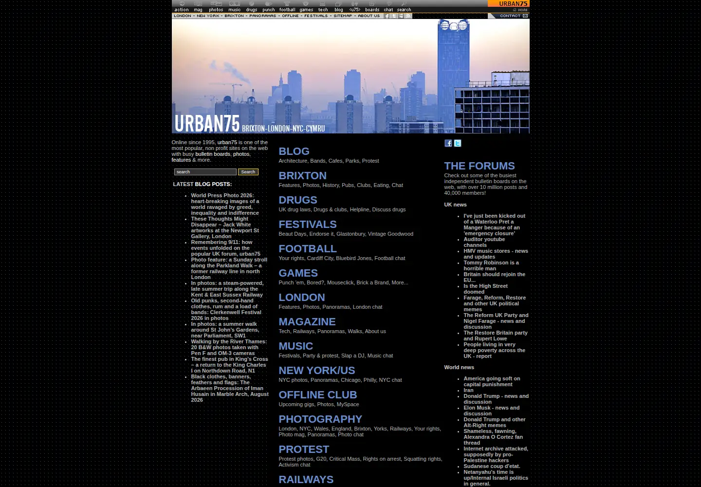 Screenshot of urban75.org