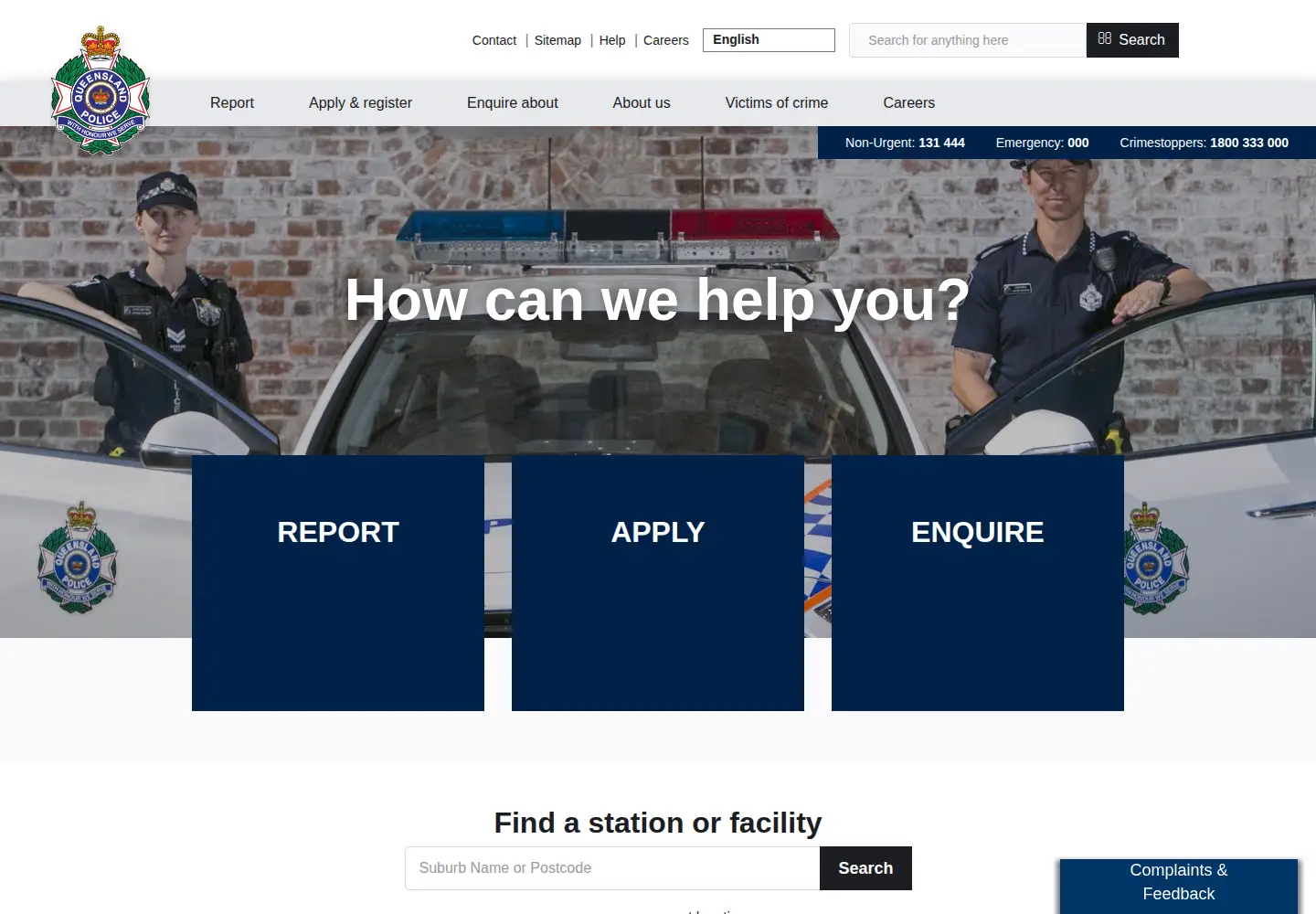 Captured homepage of police.qld.gov.au in the current scan