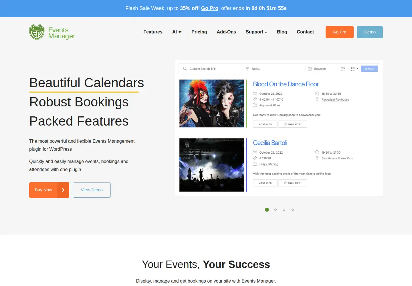 Captured homepage of wp-events-plugin.com in the current scan