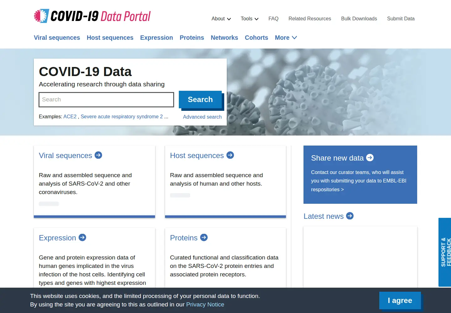 Screenshot of covid19dataportal.org