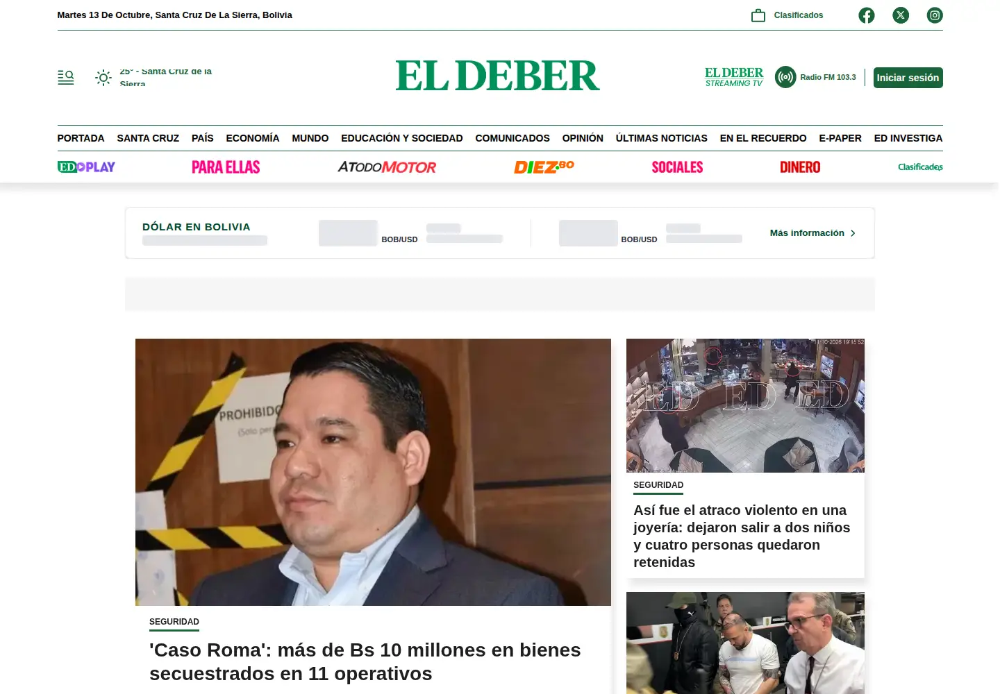 Screenshot of eldeber.com.bo
