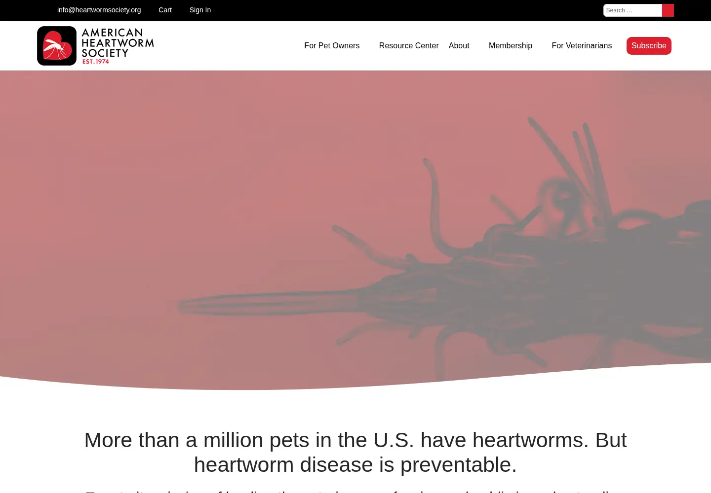 Screenshot of heartwormsociety.org
