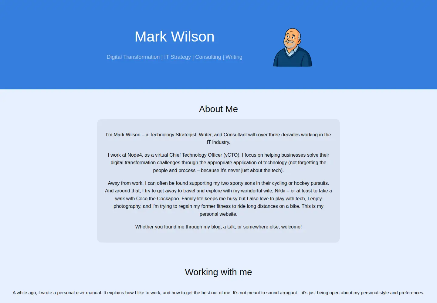 Captured homepage of markwilson.co.uk in the current scan