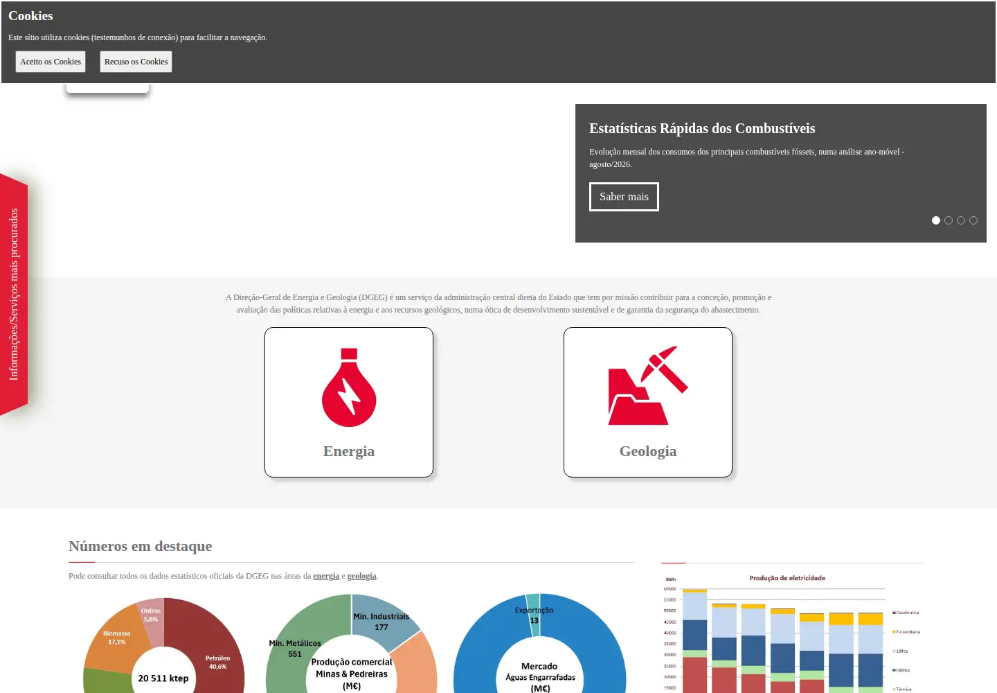Screenshot of dgeg.gov.pt