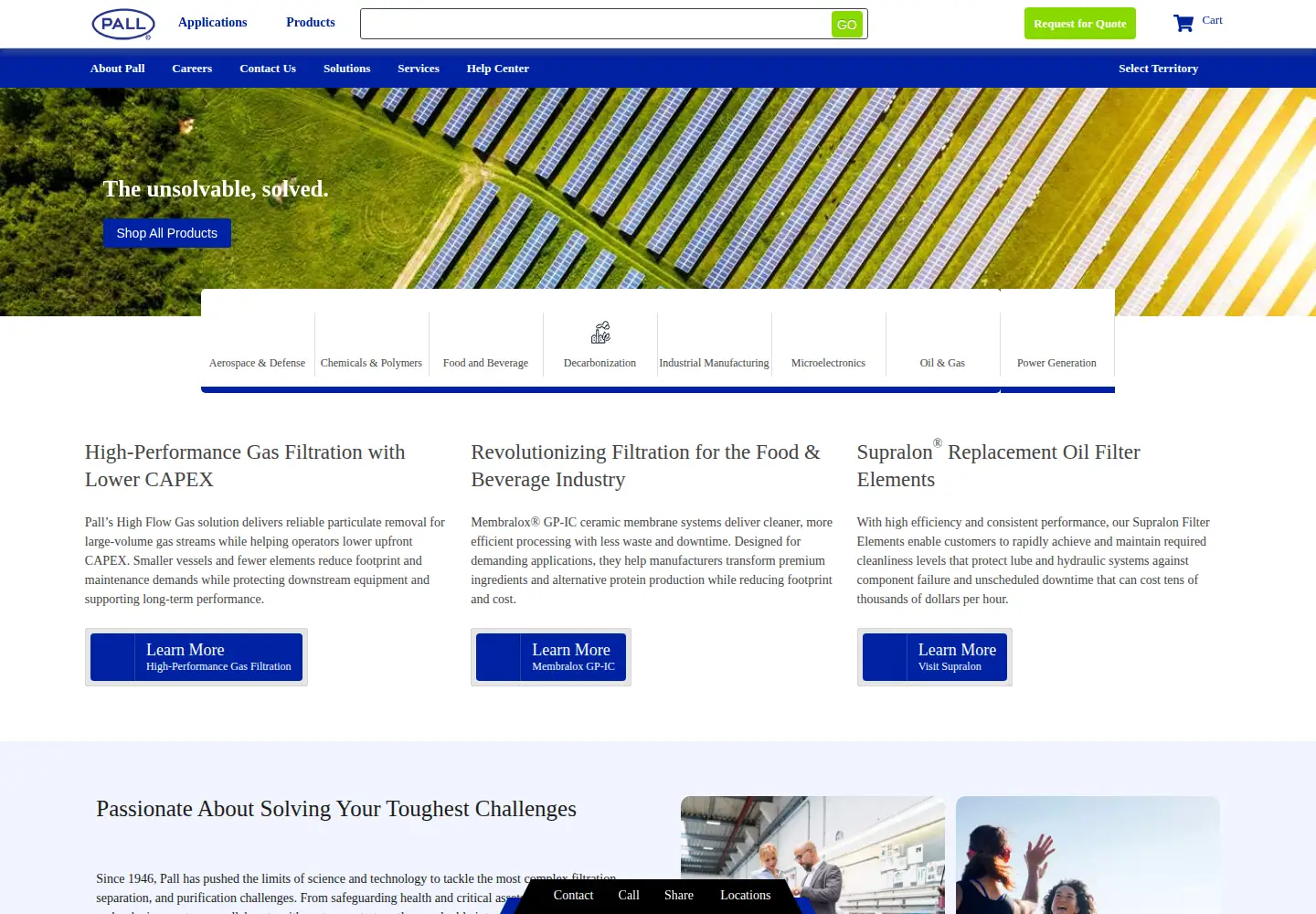Screenshot of pall.com