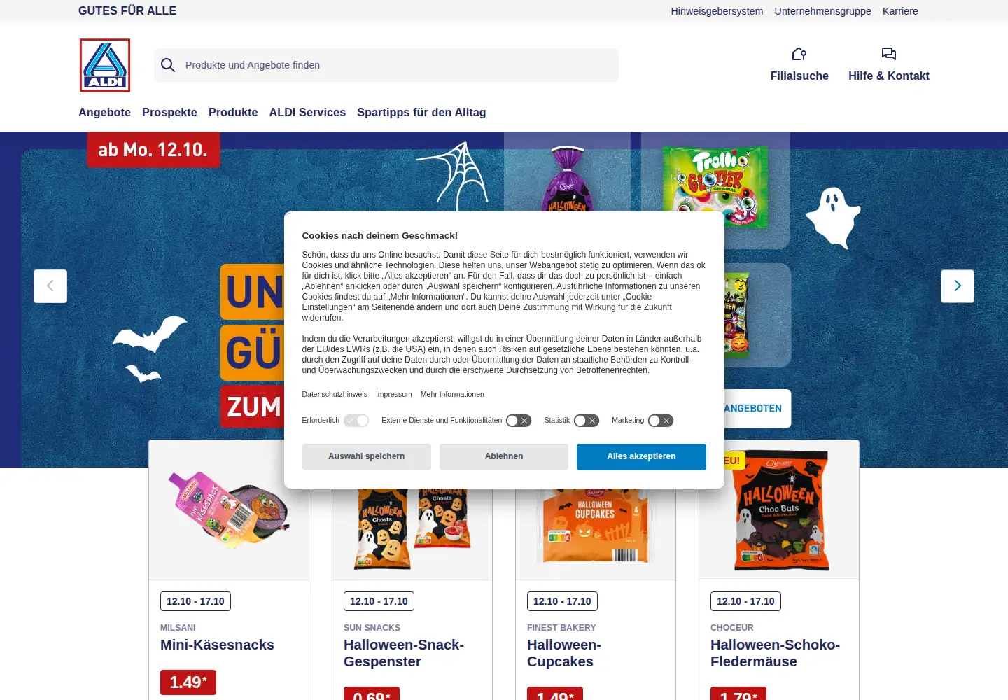 Screenshot of aldi-nord.de