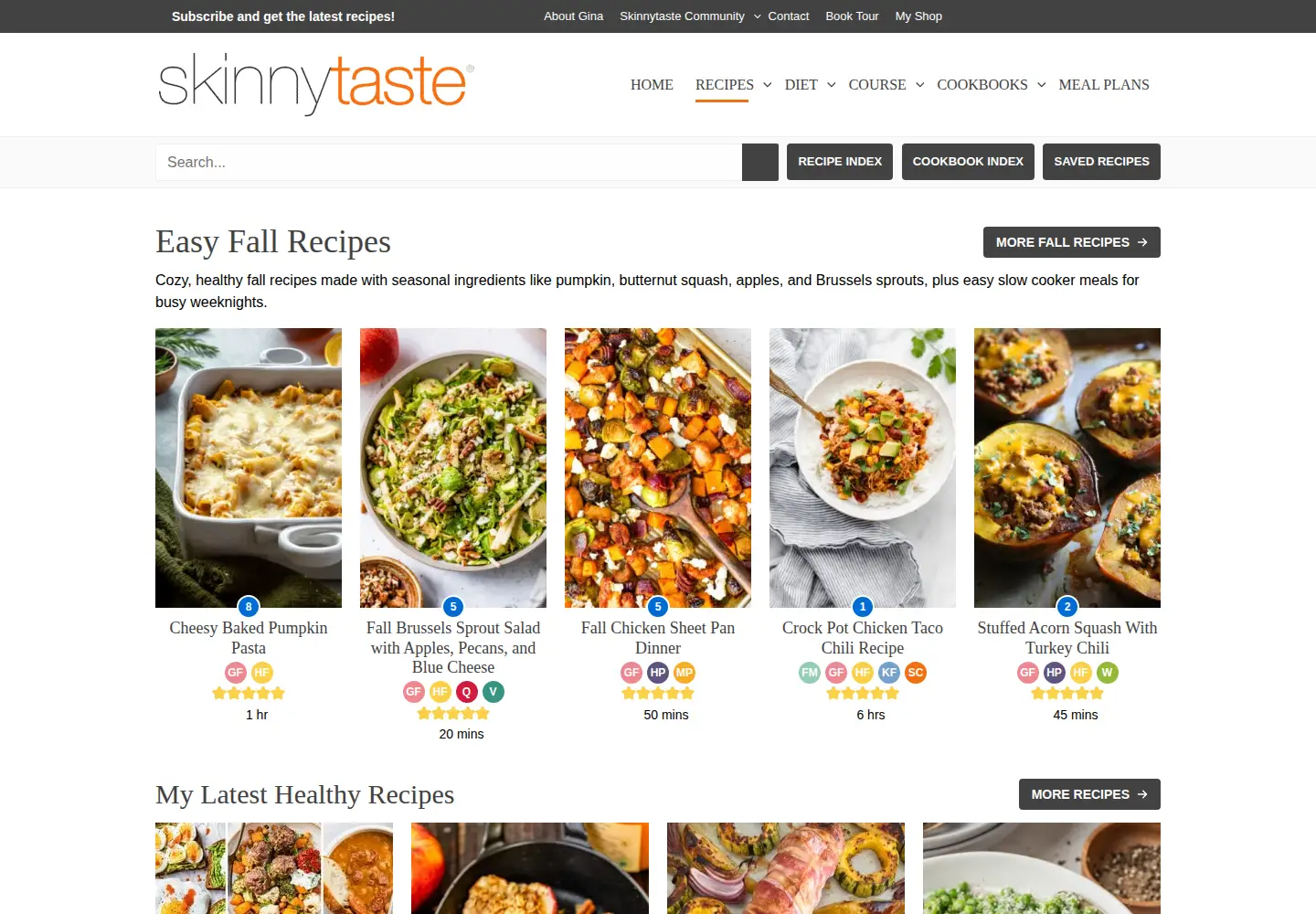 Screenshot of skinnytaste.com