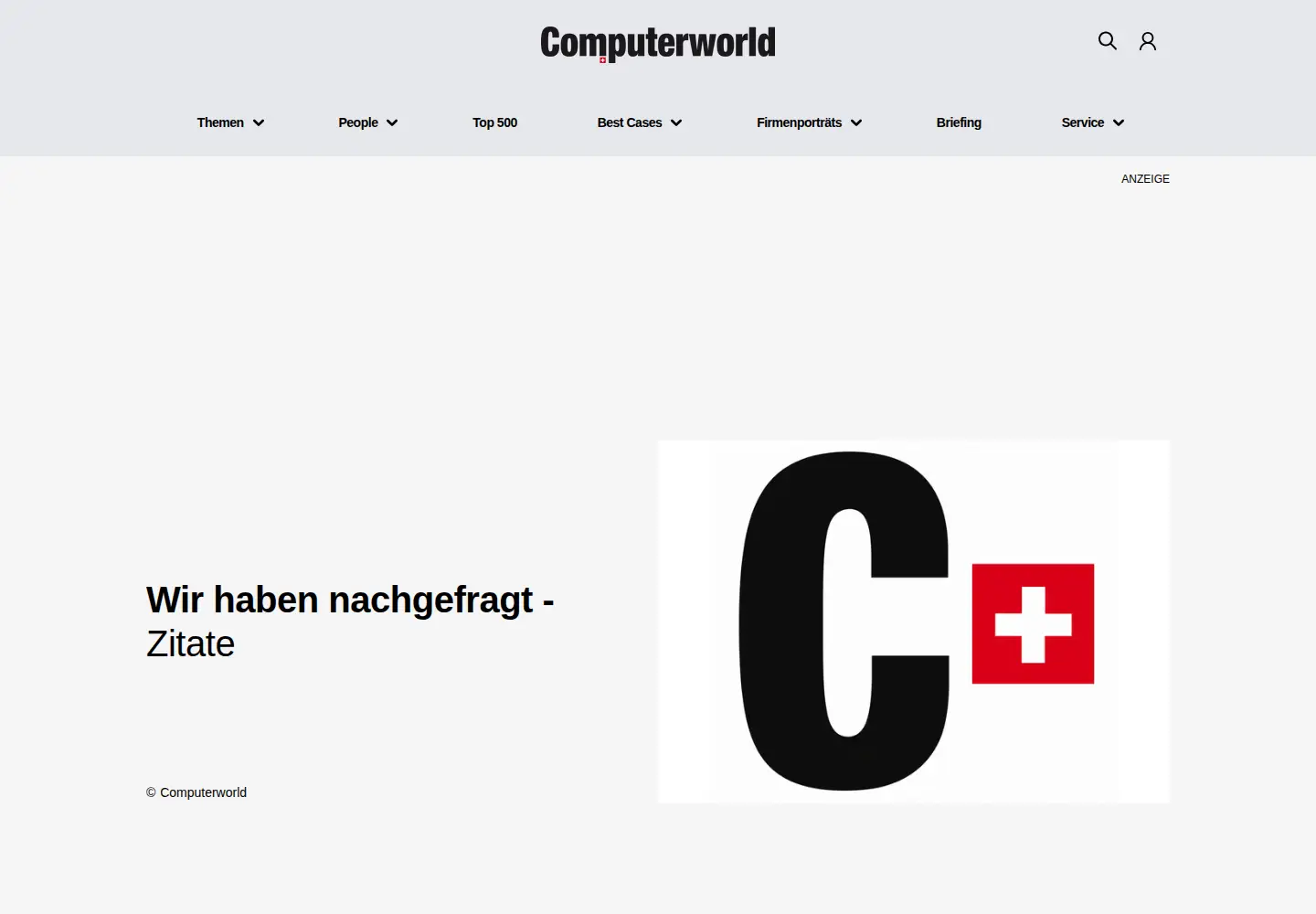 Screenshot of computerworld.ch