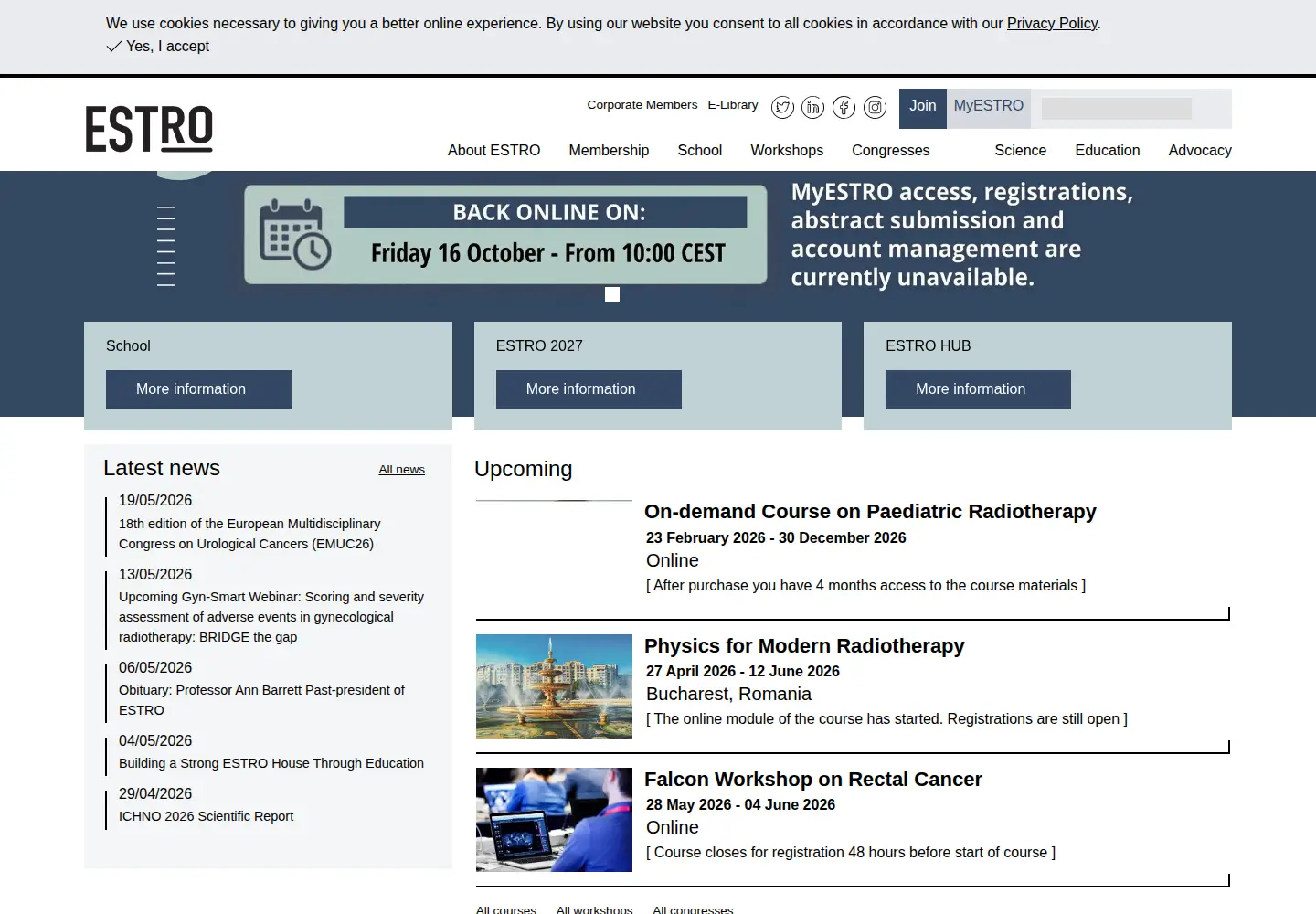 Screenshot of estro.org