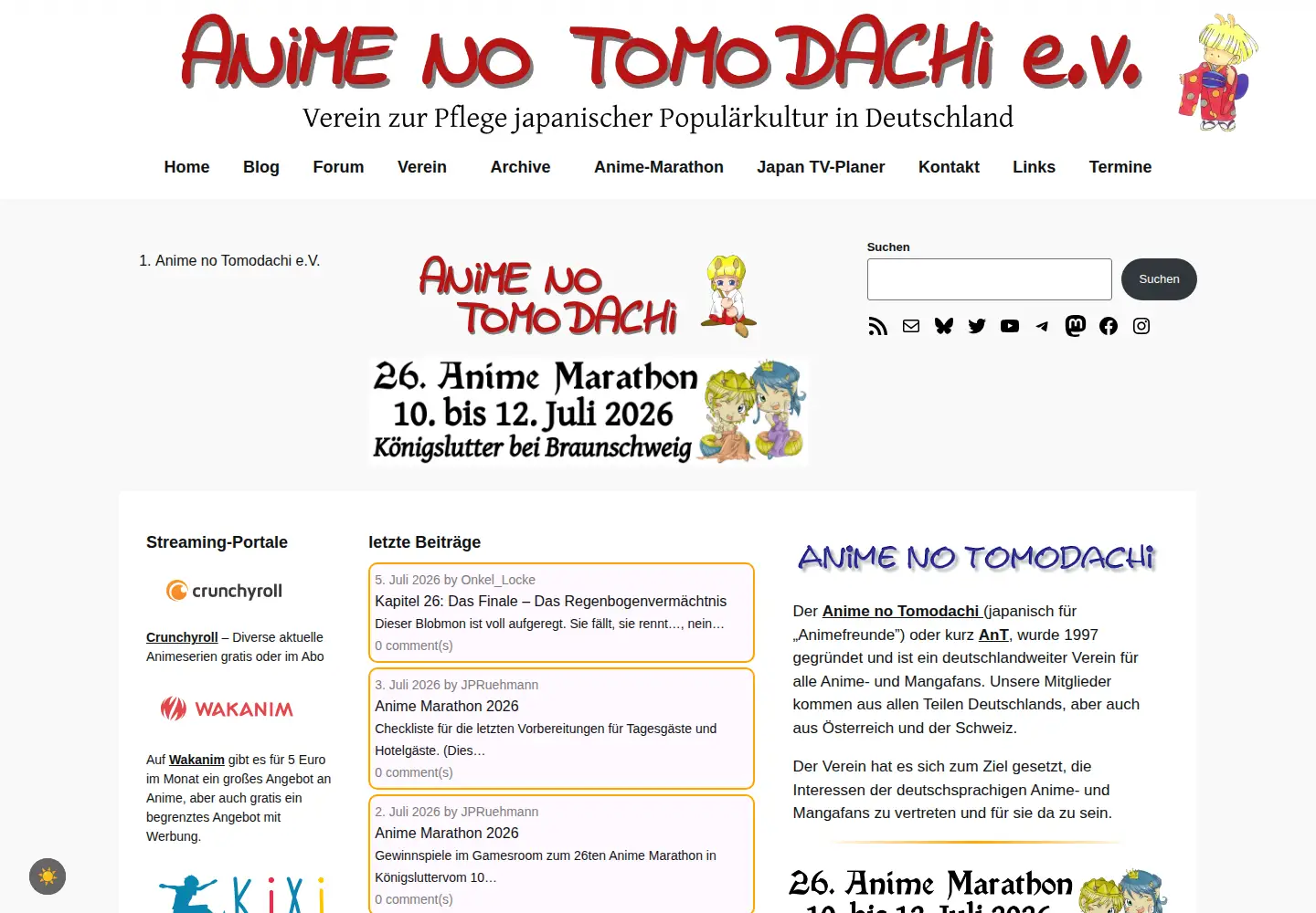 Captured homepage of tomodachi.de in the current scan